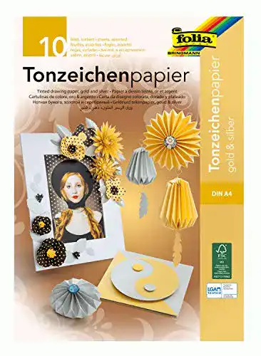 Goldpapier folia 601 Block mit Tonzeichenpapier in Gold/Silber