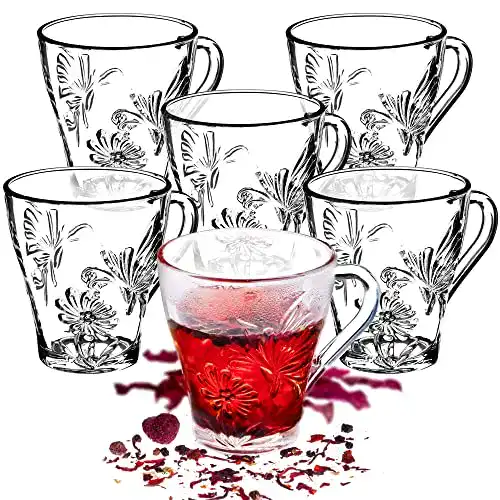 Teegläser KADAX, 6er Set, Gläser mit Griff, Erna, 250ml