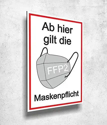 Maskenpflicht-Schild FFP2 Manschin-Laserdesign Aluverbund Schild