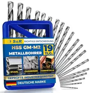 Metallbohrer S&R Set 1-10mm 118°, 19 Stk, GM-Serie DIN 338