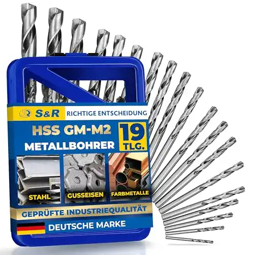 Metallbohrer S&R Set 1-10mm 118°, 19 Stk, GM-Serie DIN 338