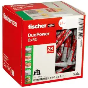 Porenbetondübel fischer DUOPOWER 6 x 50, Universaldübel, 100 St.