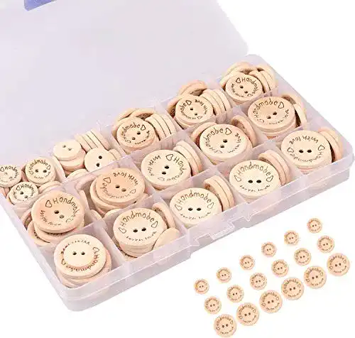 Knopf URFUN 150 Knöpfe Kinder Holzknöpfe Natur