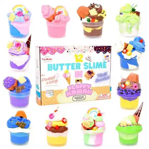 Fluffy Slime ToysButty Fluffy Schleim Kit für Kinder, 12er-Pack