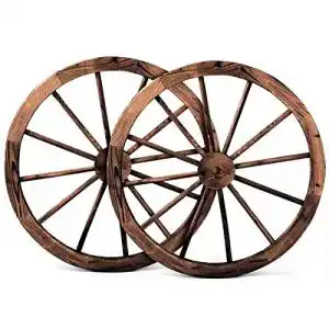 Wagenräder DREAMADE 2er Holzrad Dekorad für Garten, Braun