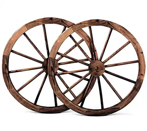 Wagenräder DREAMADE 2er Holzrad Dekorad für Garten, Braun