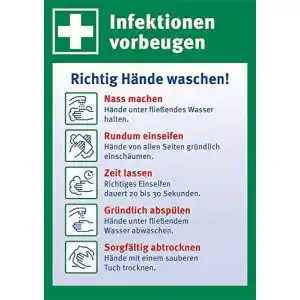 Aufkleber Hände waschen Marahrens Aushang Infektion vorbeugen