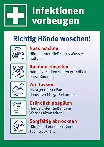 Aufkleber Hände waschen Marahrens Aushang Infektion vorbeugen