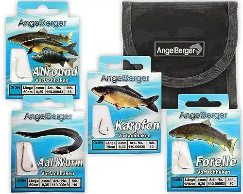 Angelhaken Angel-Berger Vorfach Hakensortiment mit Tasche