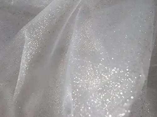 Glitzerstoff Mc-Stoff Organza Stoff GLITZER in WEISS Meterware