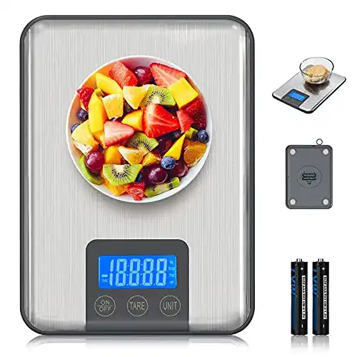 Küchenwaage Adoric Digitalwaage, 15KG mit großer Wiegefläche