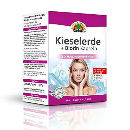 Kieselerde-Kapseln Sunlife Kieselerde + Biotin Kapseln, 128 Kapseln
