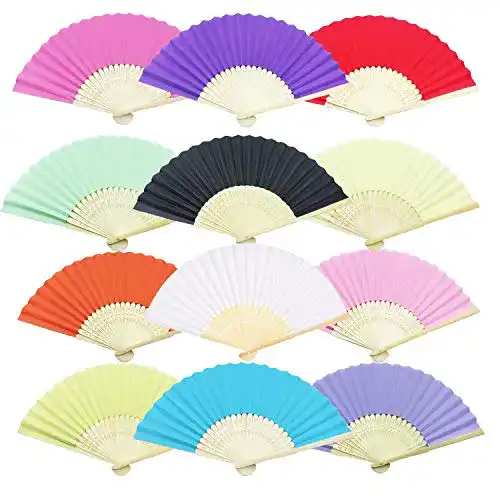 Fächer Woohome 12 Stück Hand Faltbar Papier Hochzeit Zubehör