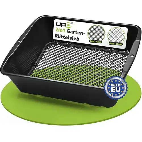 Kompostsieb UPP Gartensieb 2-in-1 | Quadratisches Sieb 36,5x27x7