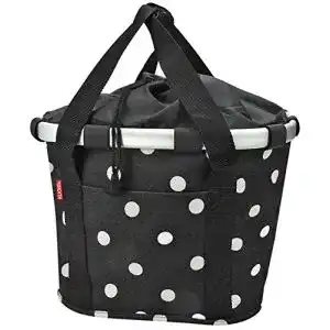 Fahrradkorb KlickFix Damen , Black Dots, 35 x 28 x 26 cm