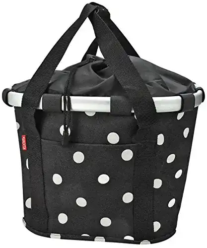 Fahrradkorb KlickFix Damen , Black Dots, 35 x 28 x 26 cm