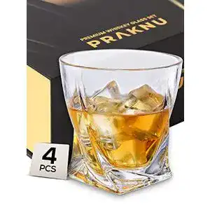 Whiskyglas Praknu Whiskey Gläser 4er Set mit Geschenkbox