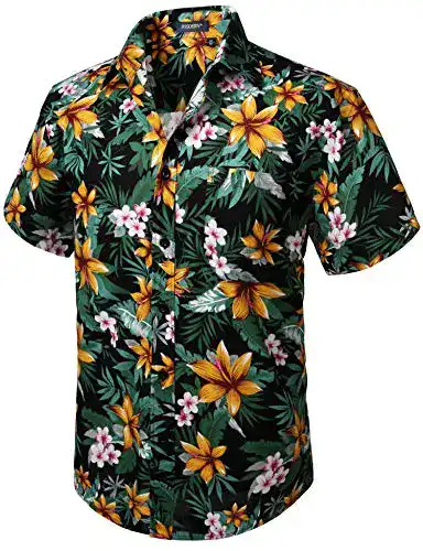 Hawaiihemd HISDERN Herren Funky Blumenhemden Kurzarm