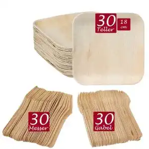 Bio-Einweggeschirr BIODORF Palmblattgeschirr set | 90 Stück