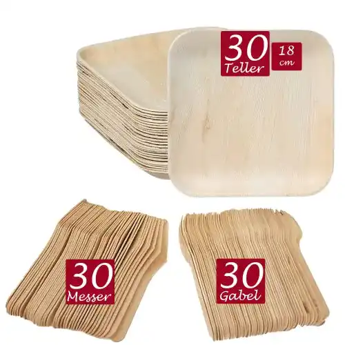 Bio-Einweggeschirr BIODORF Palmblattgeschirr set | 90 Stück