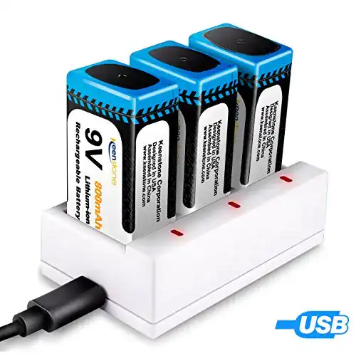 9V-Akku Keenstone 9V Block Batterien, 3 Stück PP3 Li-Ion 800mAh