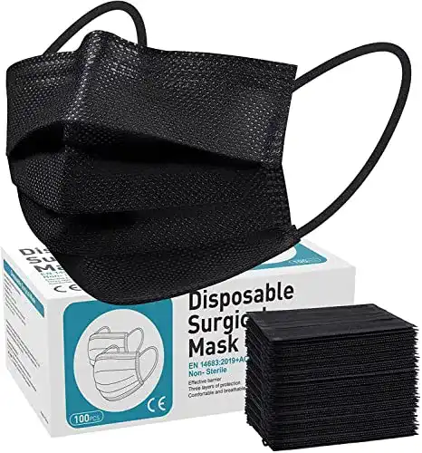 Mundschutz schwarz SOYES Einwegmasken, 100 Stück TYP IIR