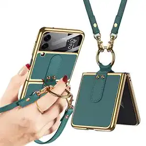 Samsung-Galaxy-Z-Flip-3-Hülle lisade, hochwertig, Leder Flip