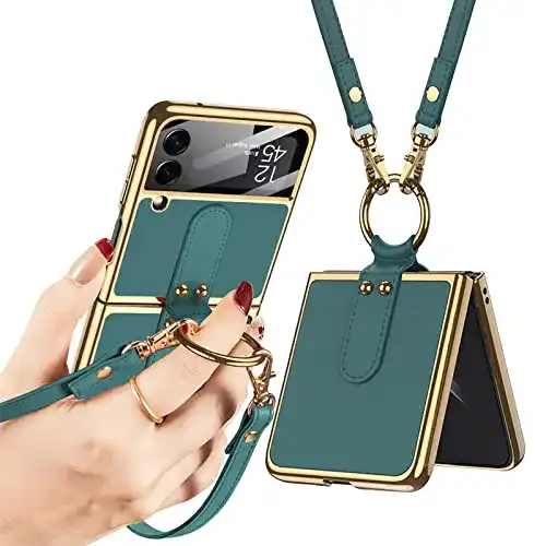 Samsung-Galaxy-Z-Flip-3-Hülle lisade, hochwertig, Leder Flip