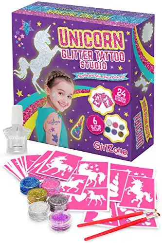 Glitzertattoos GirlZone Einhorn Glitzer Tattoo Set Kinder