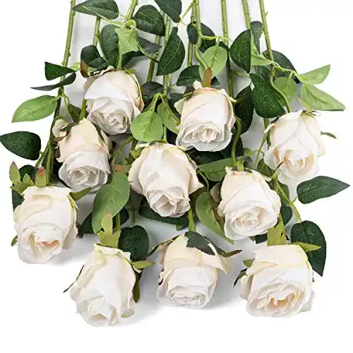 Künstliche Rosen Flojery 10pcs Künstliche Rose Blumen Langer Stiel