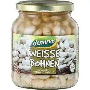 Weiße Bohnen dennree Bergquell im Glas (350 g) – Bio