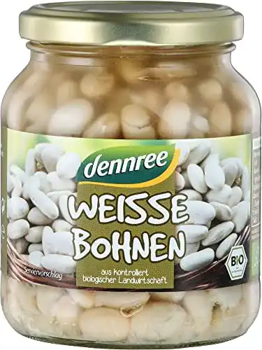 Weiße Bohnen dennree Bergquell im Glas (350 g) – Bio