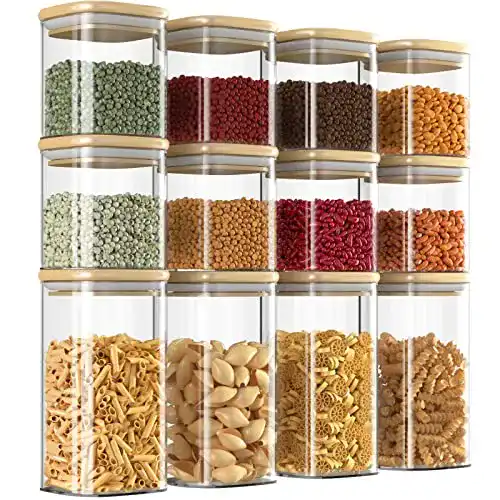 Vorratsdosen stapelbar Polegas Glas mit Deckel 12er Set