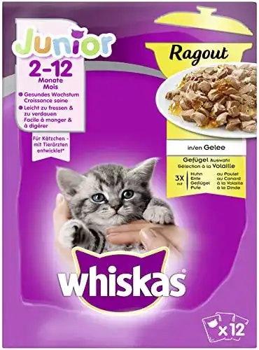 Kittenfutter whiskas Junior Ragout, Geflügel-Auswahl in Gelee