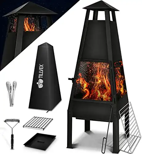 Outdoor-Ofen tillvex Terrassenofen mit Grillfunktion | Gartenkamin
