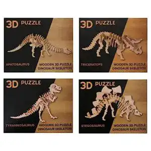 Dinosaurier-Skelett Bada Bing 4er Set Naturholz 3D Kinder Puzzle Dino