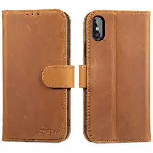 iPhone-X-Lederhülle LENSUN Echtleder für iPhone XS, iPhone X