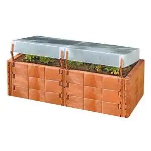 Hochbeet JUWEL „2 in 1“ terracotta mit 2 Thermohauben, 130×60 cm