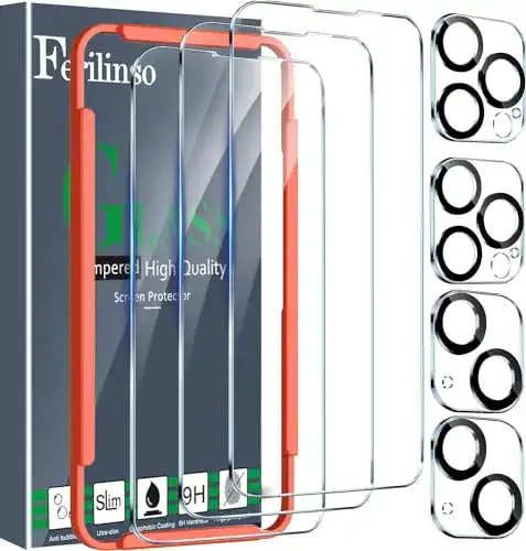iPhone-14-Plus-Panzerglas Ferilinso [6-in-1] Schutzfolie für iPhone