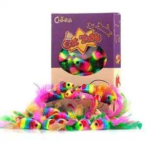 Spielmaus Chiwava 24 Stück 12,5 cm Rassel Katzenspielzeug