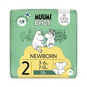 Biowindeln Delipap Muumi Baby, Größe 2, 3-6 kg, 58 Windeln