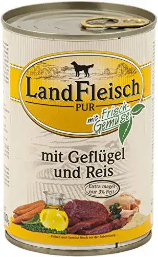 LandFleisch-Hundefutter Landfleisch, Pur Geflügel & Reis, 12x