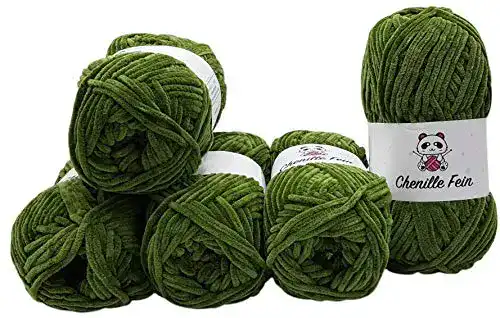Grüne Wolle Ilkadim 5 x 100 Gramm Chenille Fine, Babywolle