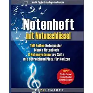 Notenheft : 150 Seiten Notenpapier mit Notenschlüssel: Blanko