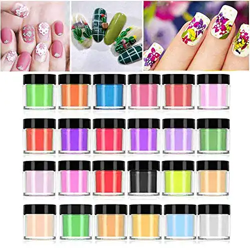 Acryl-Pulver Juxing Nagel pulver 24 Farben 3D Acryl Nail Art Tipps