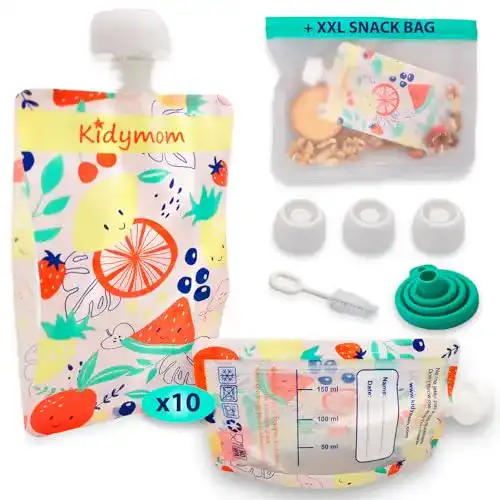 Quetschbeutel wiederverwendbar KIDYMOM, Kit 10