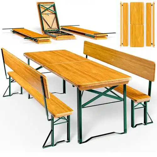 Bierzeltgarnitur mit Lehne Deuba Breiter Tisch 170x70cm Holz