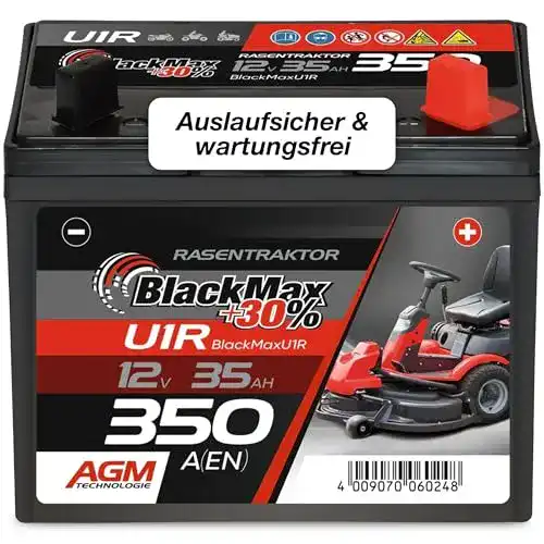 Rasentraktor-Batterie BlackMax U1R (Pluspol rechts) +30%