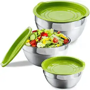 Rührschüssel (Edelstahl) Praknu Salatschüssel mit Deckel 3er Set