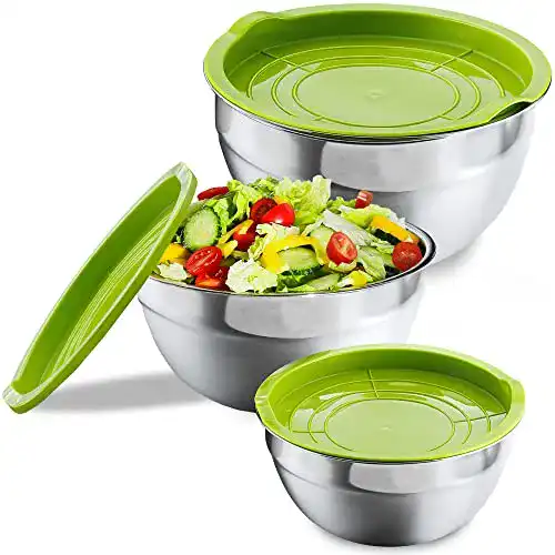 Rührschüssel (Edelstahl) Praknu Salatschüssel mit Deckel 3er Set